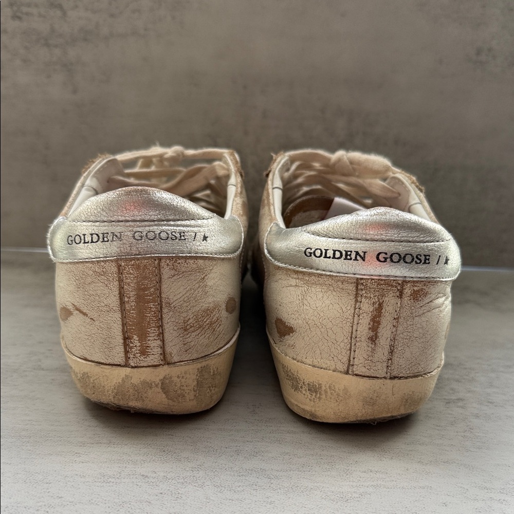 Golden Goose Beige Cream Sneakers with Silver Star - Picture 4 of 7